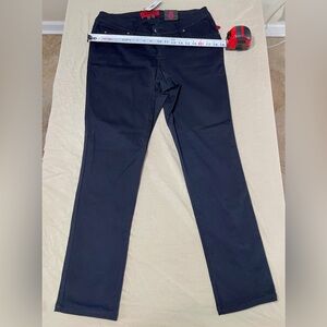 Tripp NYC Black Straight Leg Twill Pants Women's Skull Studs Braided Waist